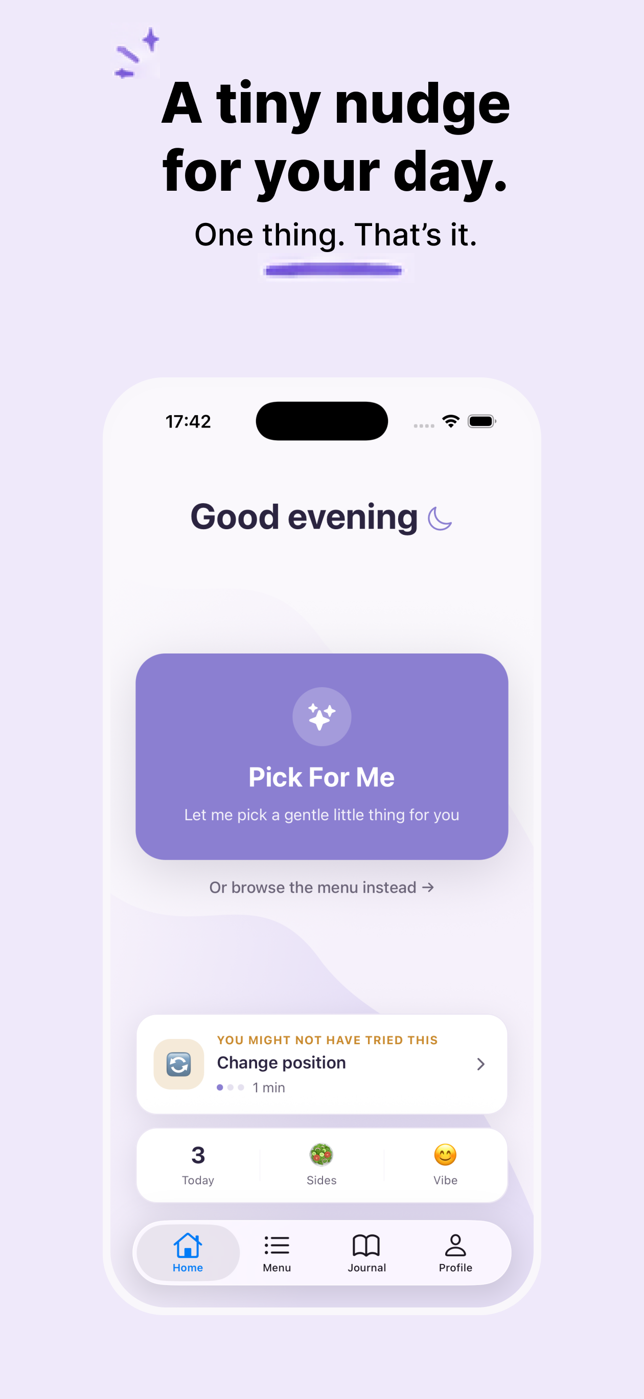 Dopamine Menu screenshot — Pick For Me home screen